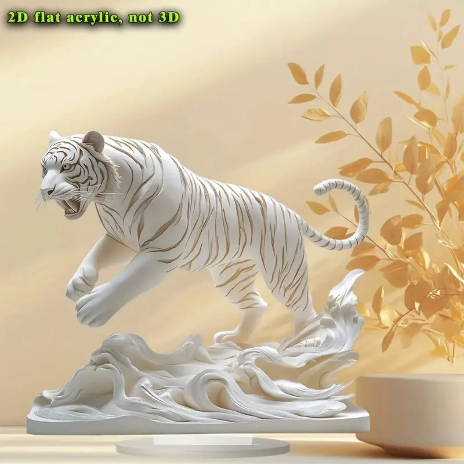 Fierce White Tiger Statue,2D Flat Animals Acrylic Figurine,Home,Office,Cafe,room,display Case,Table Ornament Desktop Decor Gift image 6