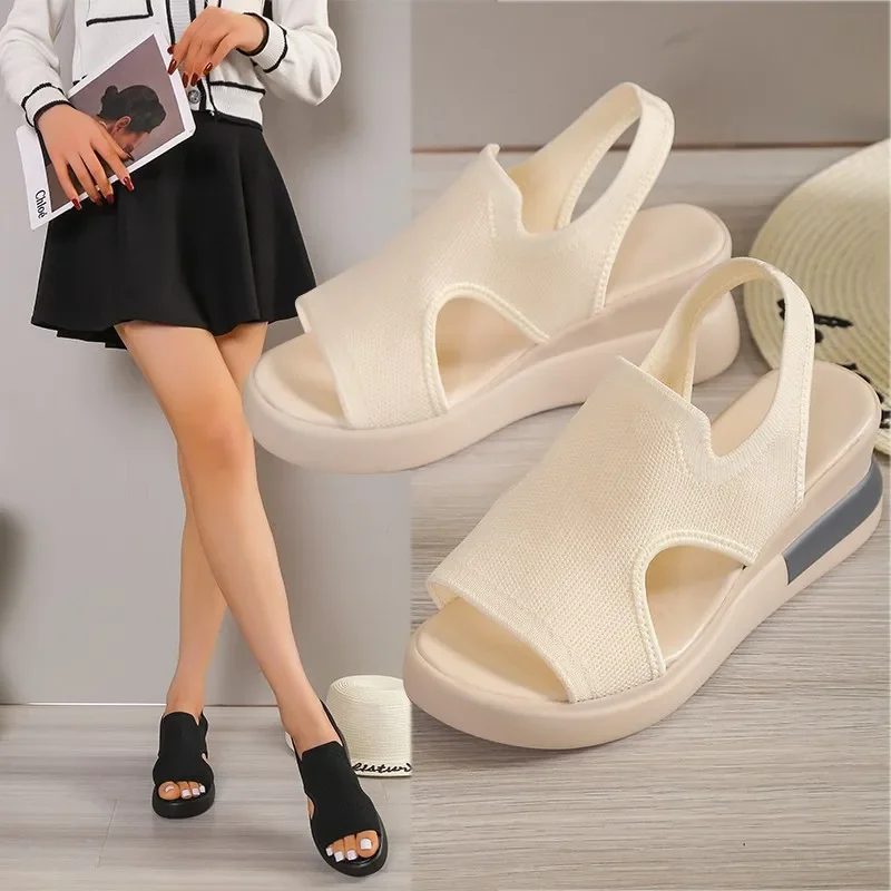 Summer Women Platform Sandals Wedge Slip-on Designer Casual Elegant Comfortable Cheap Products and  Fish Toe