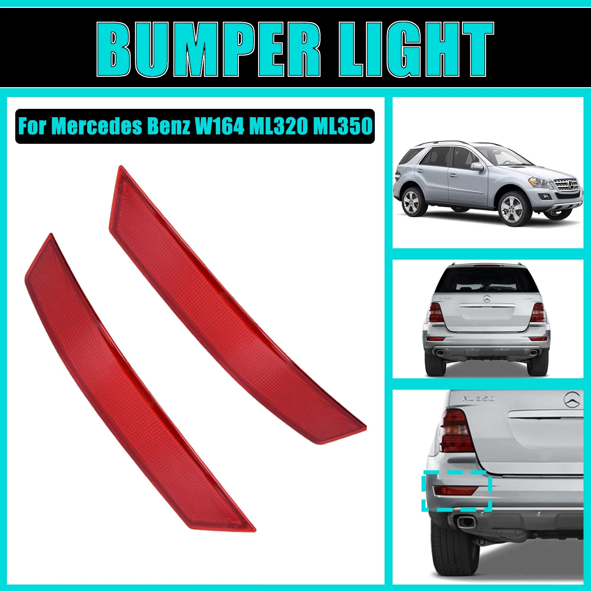 

Pair Bumper Reflector For Mercedes Benz W164 ML320 ML350 2009-2011 Rear lamp Tail Light Brake Turn Signal Lamp Car Accessories