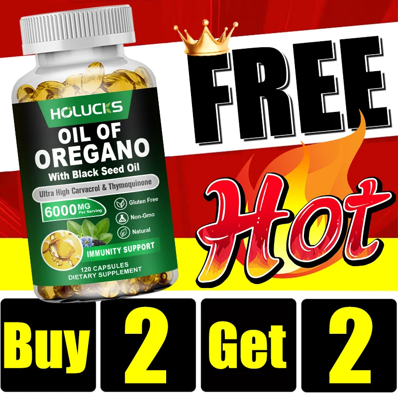 

Buy 2 Get 2 Free! Organic Oil of Oregano Capsules, Support Fights Congestion, Soothes Sore Throat & Clears Airways, skin Health