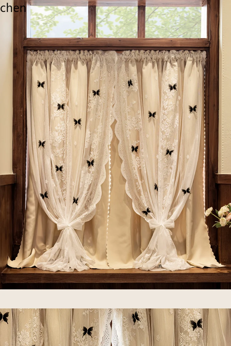 

ZML Double-Layer Blackout Bedroom Curtains Gauze Integrated Door Curtain