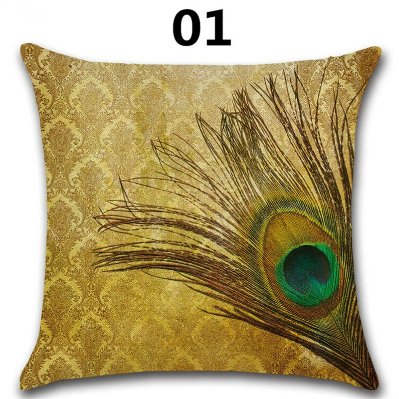 Peacock Feathers Cushion Cover Home Decor Sofa Throw Pillow Case Art 45*45cm Comfortable Pillow Cover Decorative