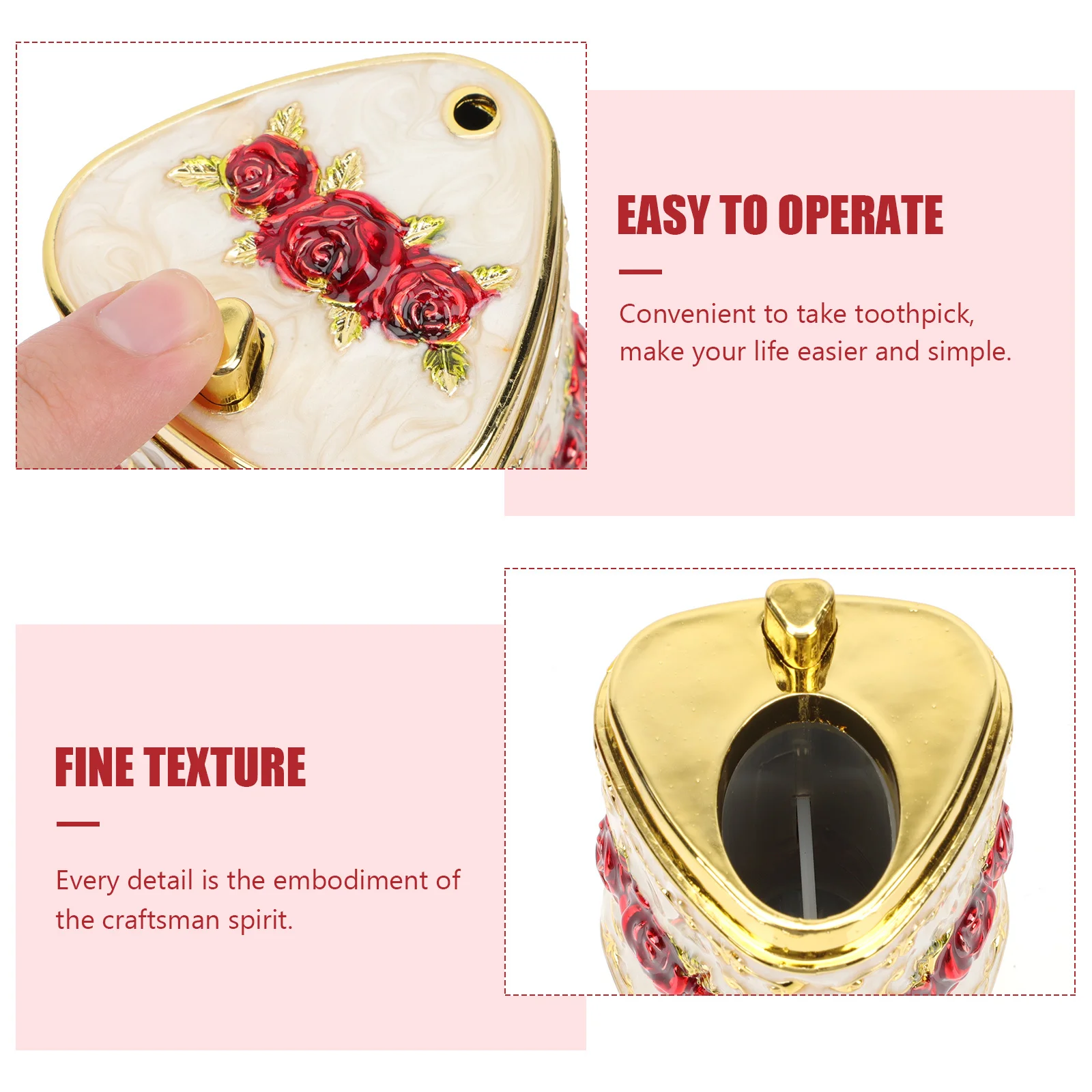 

1pcs Rose Decor Toothpick Holder Embossment Flower Design Storage Box For Home Kitchen Restaurant Toothpick Container Jar