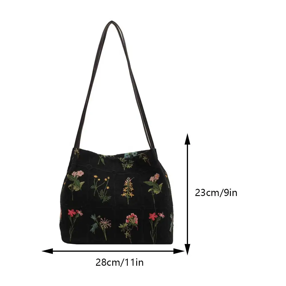 Frauen Floral Schulter Tasche Große Kapazität Leinwand Blumen Tote Tasche Haspe Verschluss Weiche Weibliche Reise Casual Tasche