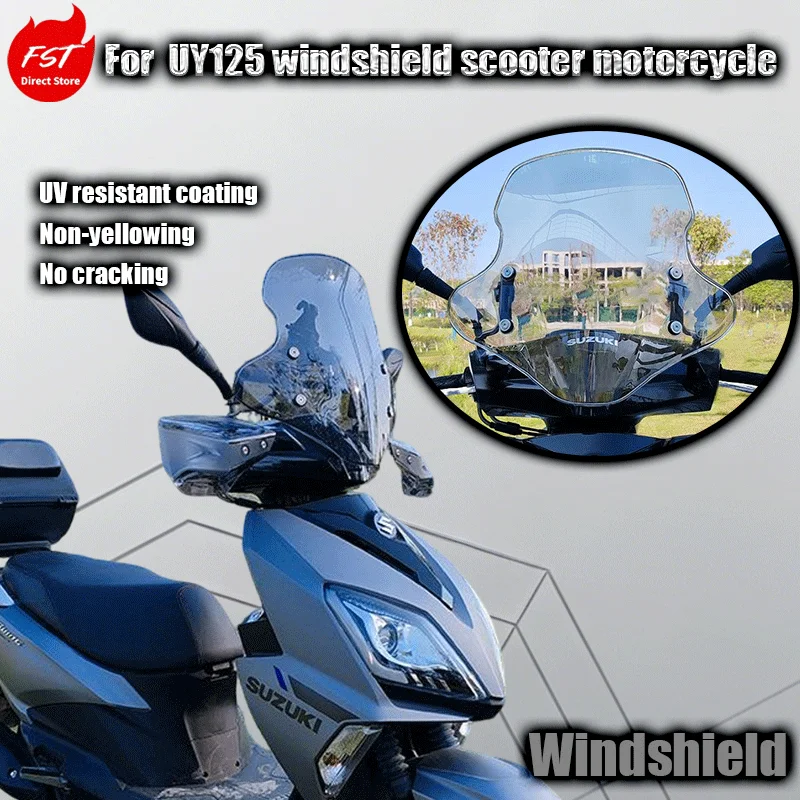 

Ветровое стекло для скутера UY125, специальные модифицированные детали для мотоциклов, гибкое переднее стекло из поликарбоната, высокая четкость.