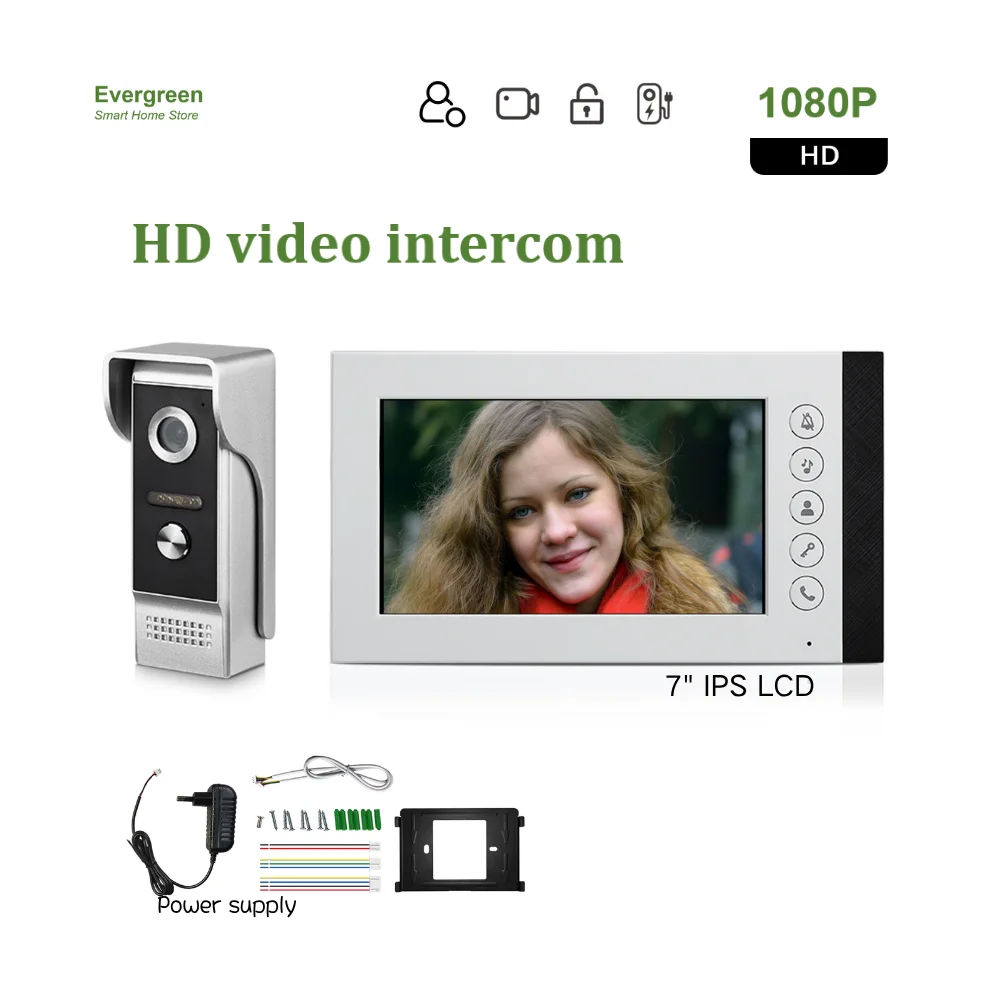 1MP HD video intercom with Security Features, One-Way Audio, Night Vision,Smart Apartment Intercom Monitoring System.