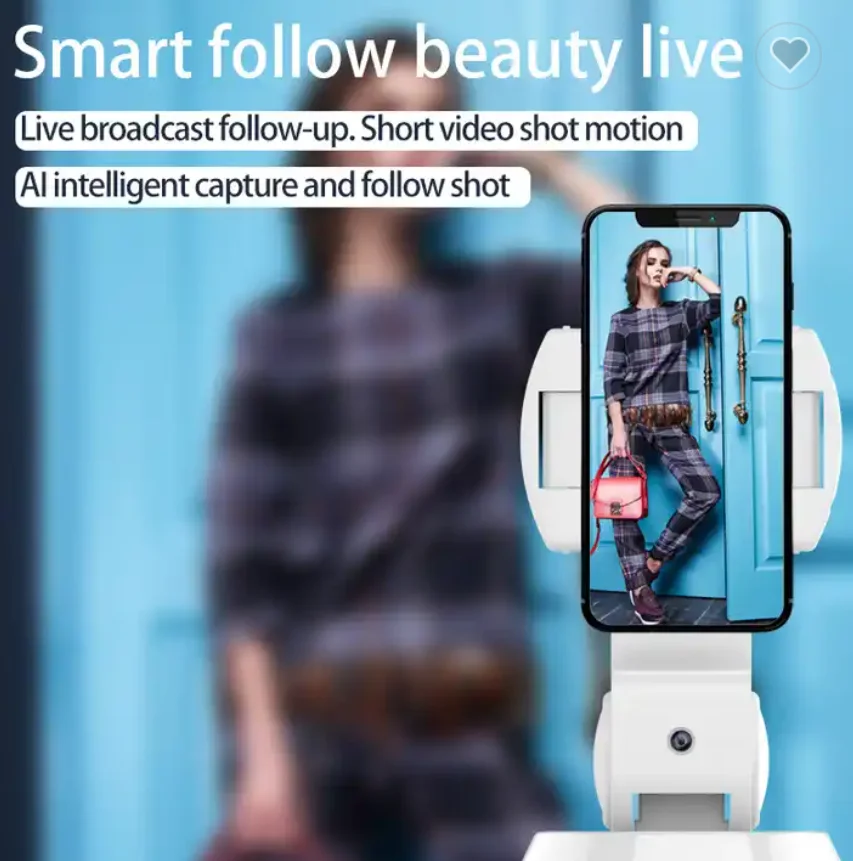 Smart Object Track Camera Cradle Face Phone Stand Holder Vlog Shooting Live Streaming Video 360 Rotate Black White