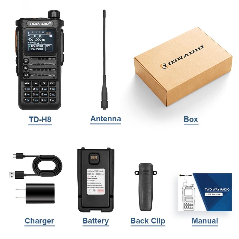 TIDRADIO TD H8 10W Profession Walkie Talkie Long Range emergency radio FM Two Way Radio Receiver Wireless Set HIigh Power