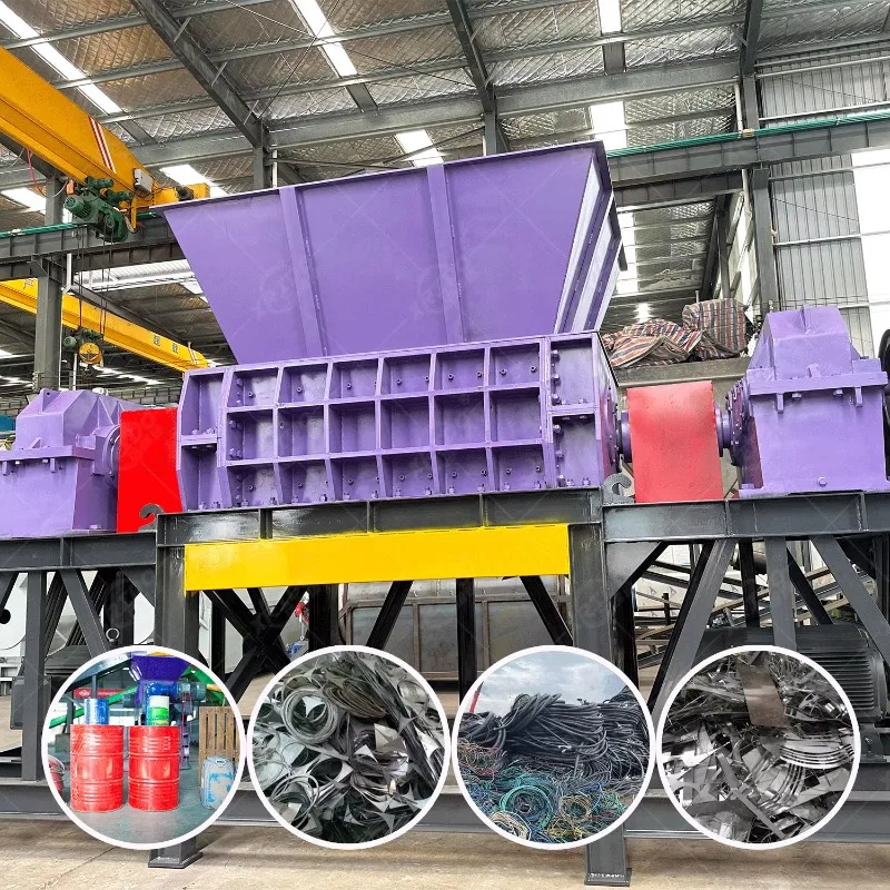 Customized Double Shaft Scrap Metal Recycling Copper And Aluminum Paint Bucket Drum Scrap Metal Shredder Waste Plastic Crusher
