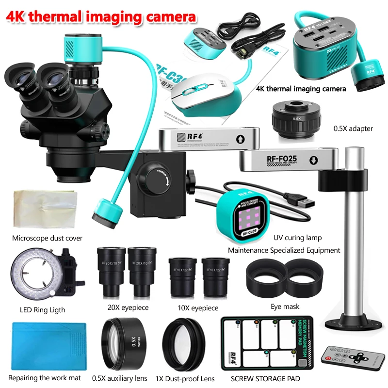 Simul Focal Trinocular Stereo Microscope Jewelry Soldering Coins Phone PCB 1080P 2K 4K HDMI USB Hermal Imager Camera 3.5X-100X