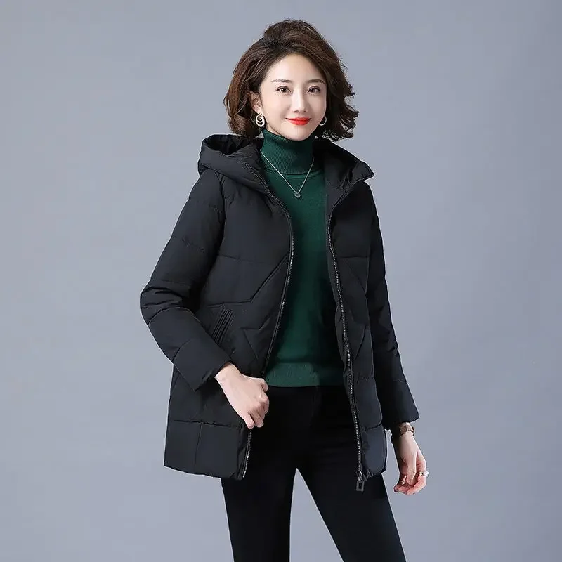 New Loose Women Snow Jacket 3XL  2024 Winter Women Jacket Warm Parkas Female Thicken Coat Cotton Padded Long Hooded Outwear