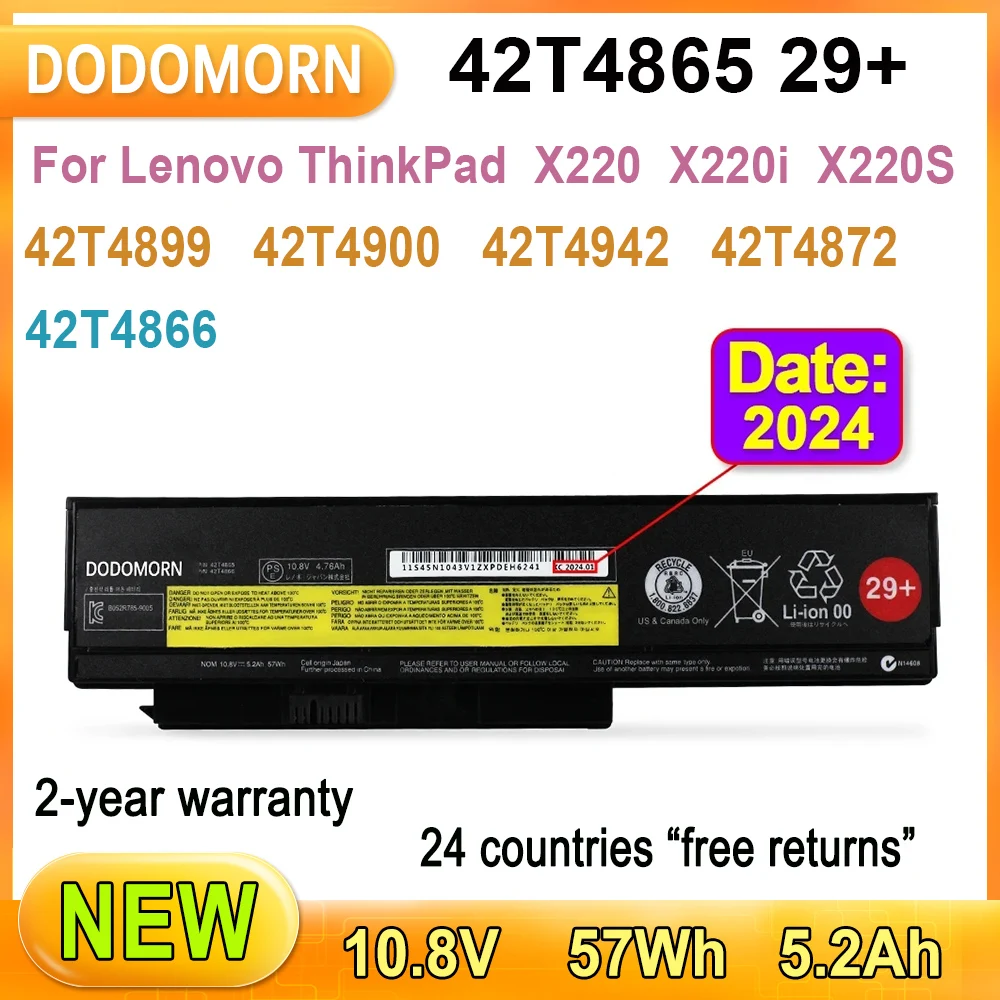 

New 42T4865 29+ Laptop Battery For Lenovo ThinkPad X220S X220 X220i Series 42T4899 42T4900 42T4942 57Wh 5.2Ah 2 Year Warranty