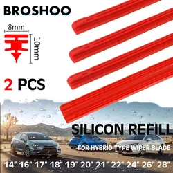 2 PCS RED Car Wiper Blade for Hybrid Type Wiper Blade Silica Gel Silicon Refill Strips 8mm 14