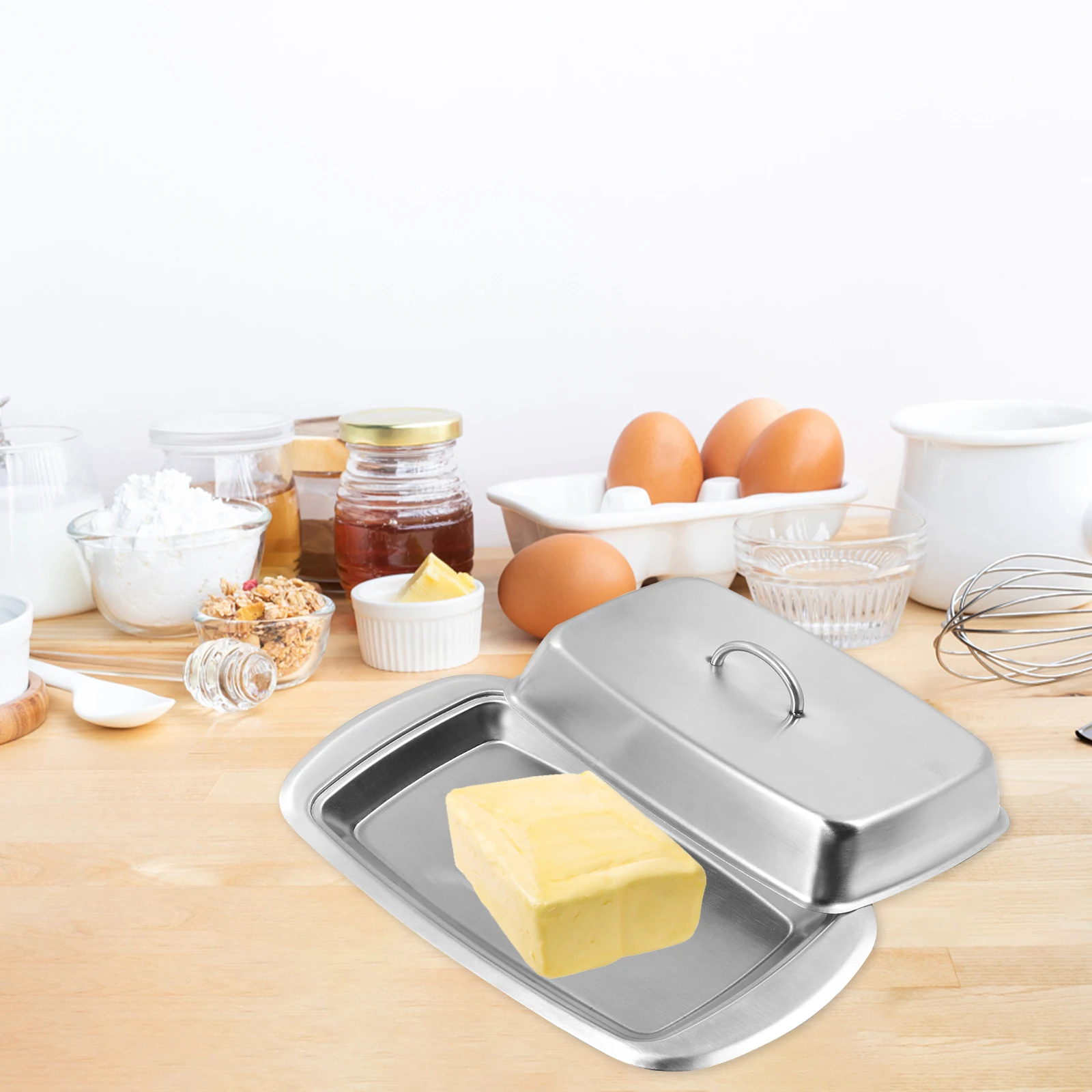 

Rust-Proof Stainless Steel Butter Box Food Storage Container Household Insulation Dessert Tray Kitchen Multipurpose Cheese Plate