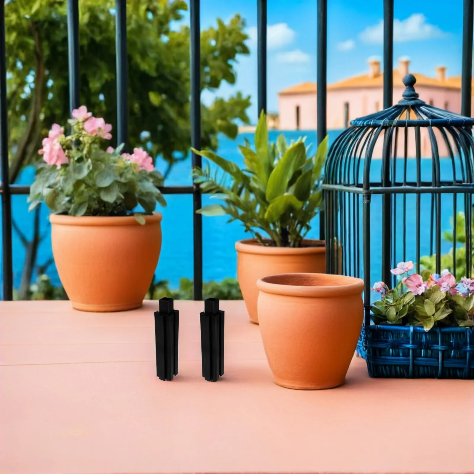 12Pcs Plastic Raised Garden Bed Support Columns Modular Interlocking Planter Box Legs Balcony Stand for Vegetable Herb Flowers view 6