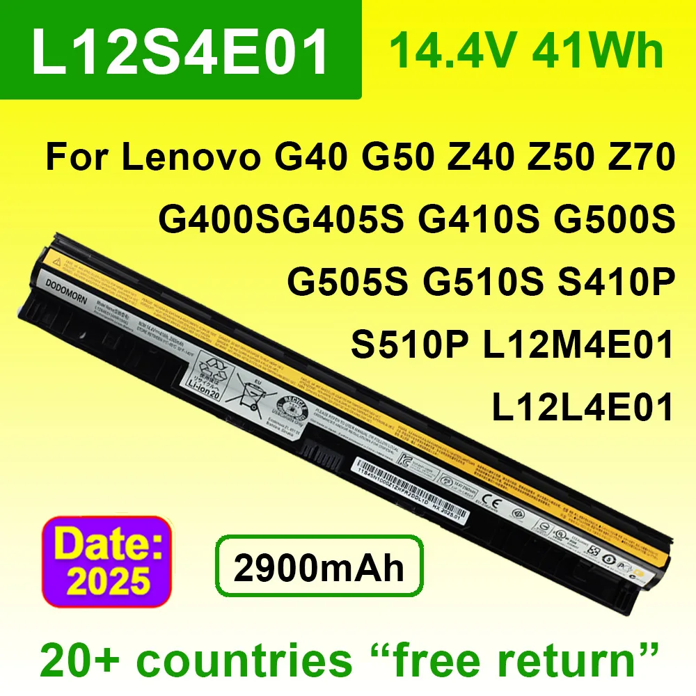 14,4 В 2900 мАч L12S4E01 Аккумулятор для Lenovo G40 G50 Z40 Z50 G400S G500S G510S G410S G405S G505S S410P Ноутбук L12M4E01 L12L4E01