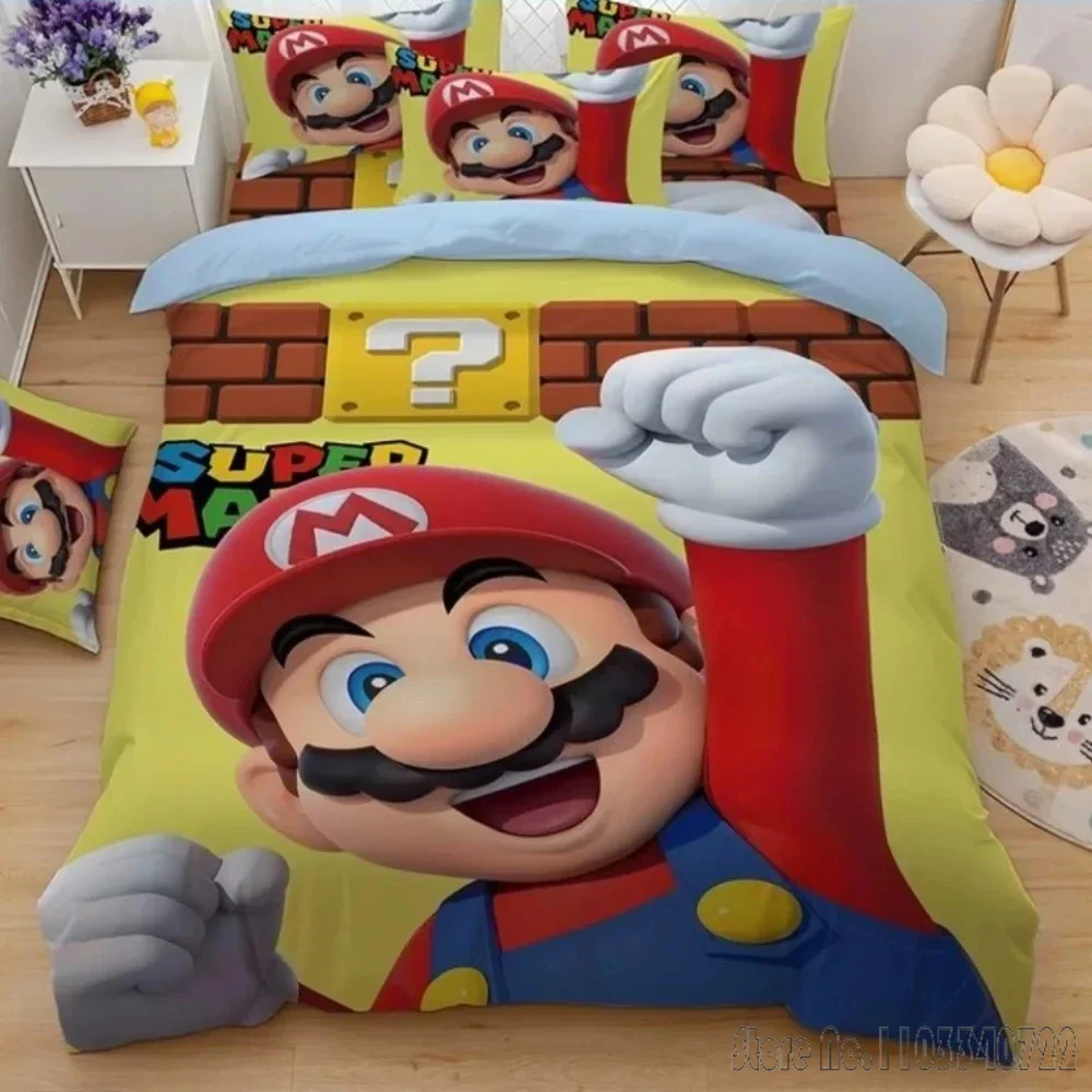 

Аниме Горячий мультфильм Super Mario Bros Детский комплект постельного белья Детские пододеяльники Комплекты постельного белья Twin Single King Дети Подарок для взрослых