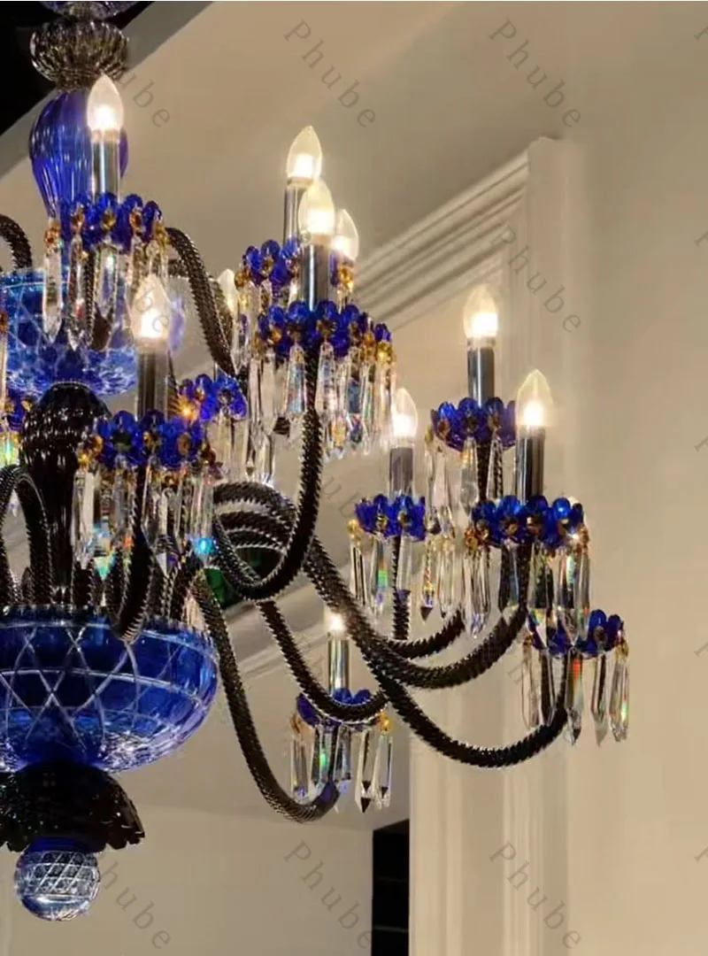 Phube Moderner Großer Luxus-Kristallprismen-Kronleuchter Französische Glas-Deckenleuchte für Esszimmer, Wohnzimmer, Foyer, Villa, Heimdekoration – Detail 7