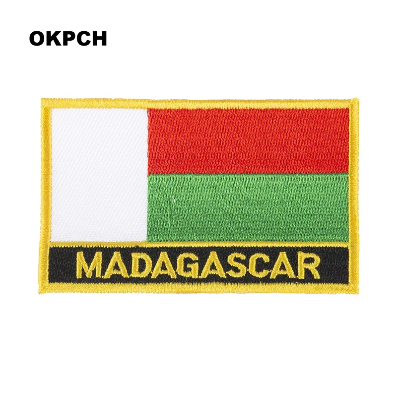 Madagascar Flag Embroidery Patches Iron on Saw on Transfer patches Sewing Applications for Clothes in Home&Garden