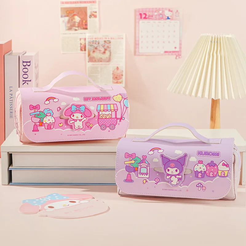 

Sanrio Kuromi High-Value Large Capacity Pencil Case Cartoon Girls Stationery Organizer New
