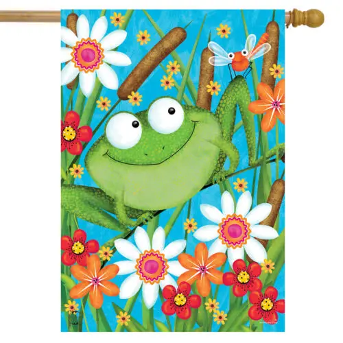 SaLe- Froggy Fun Summer House Flag Floral 28