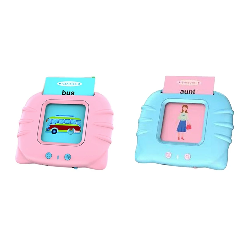 Learning Talking Flash Cards Early Educational Toys Baby Learning Reading Machine Interactive School Supplies Durable Pink