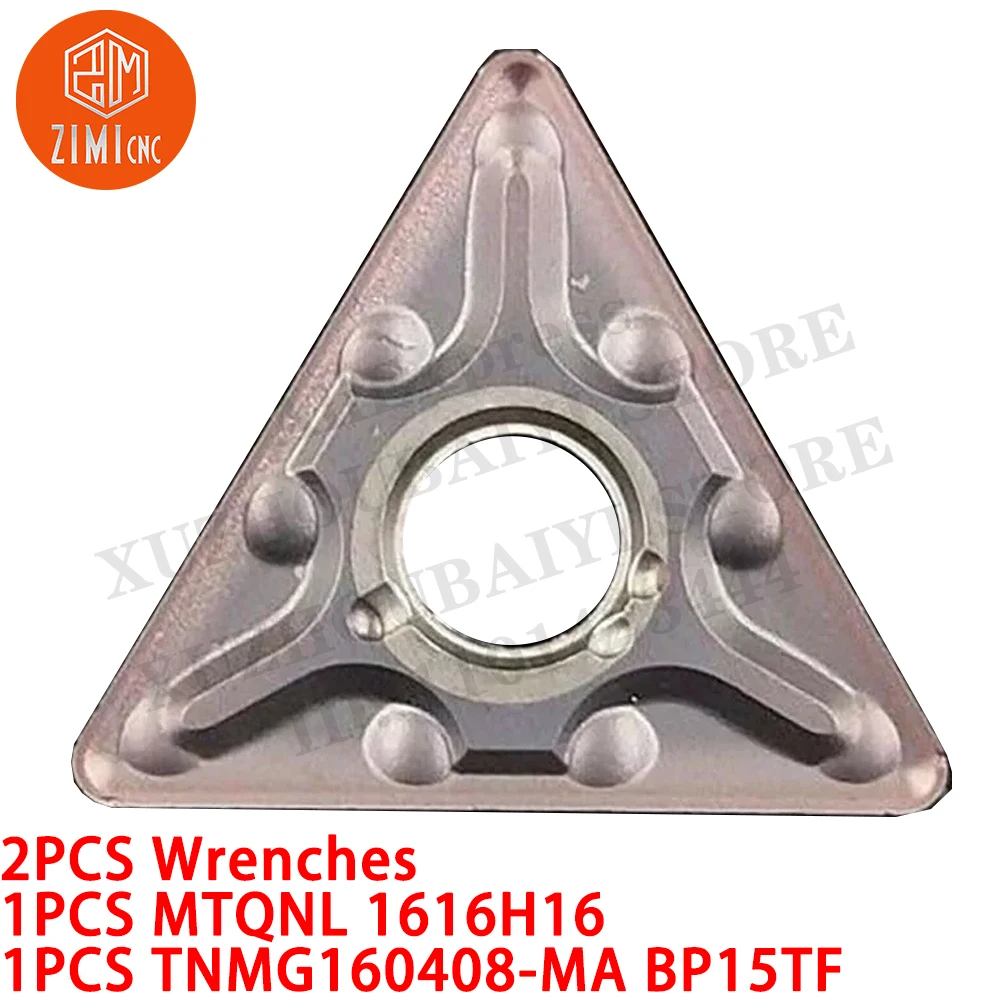 1 PCS MTQNL 1616H16 Dudukan Alat Pembubut 16mm + 1 PCS TNMG160408-MA BP15TF Sisipan Pembubutan Mesin Bubut Logam CNC alat pemotong mekanis