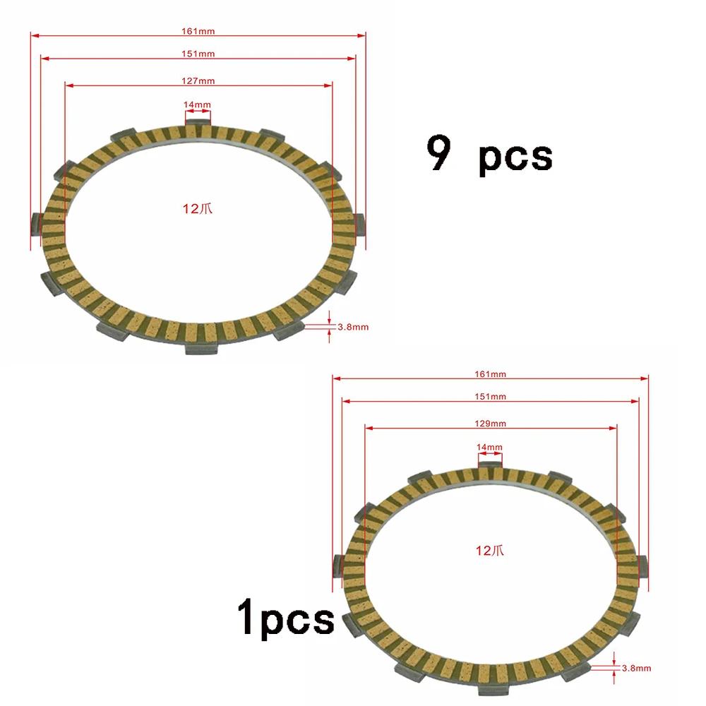10PC Motorcycle Friction Clutch Plates with Clutch Cover Gasket For Honda GL1500 Valkyrie 1500 1997-2003 Gold Wing 1500 97-00