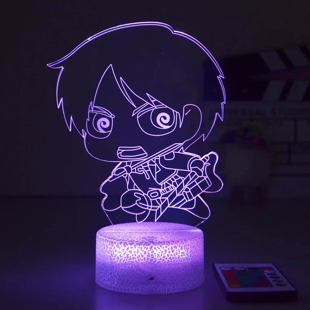 3D Anime LED Night Light, Lâmpada para decoração do quarto infantil, luz noturna para meninos, presentes para crianças, decoração da sala de estudo, 7 cores, 16 cores