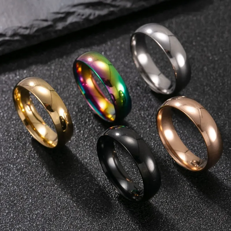 1 Pc 6mm Classic Curved Plain Band Stainless Steel Ring Unisex versatile ring, ideal for daily wear and gifting.