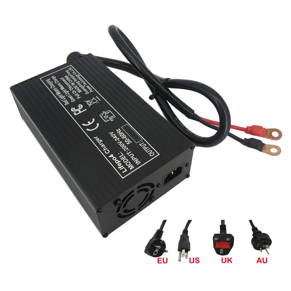 12V 40A Lifepo4 고속 충전기 4S 14.6V 리튬 철 인산염 태양계 RV 배터리 충전기 220V 악어 클립