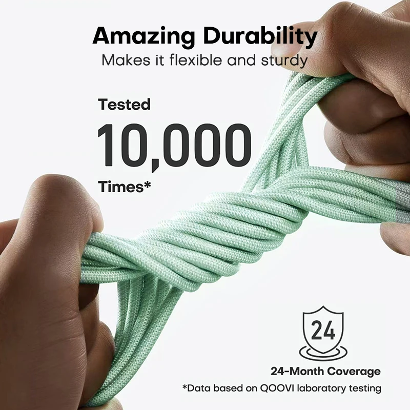 Kabel QOOVI PD240W z kątowym złączem, ultraszpędyste ładowanie USB Type C, szybkie ładowanie PD3.1 do laptopa, Samsunga, Xiaomi, iPhone'a 17, MacBooka — zdjęcie produktu 5