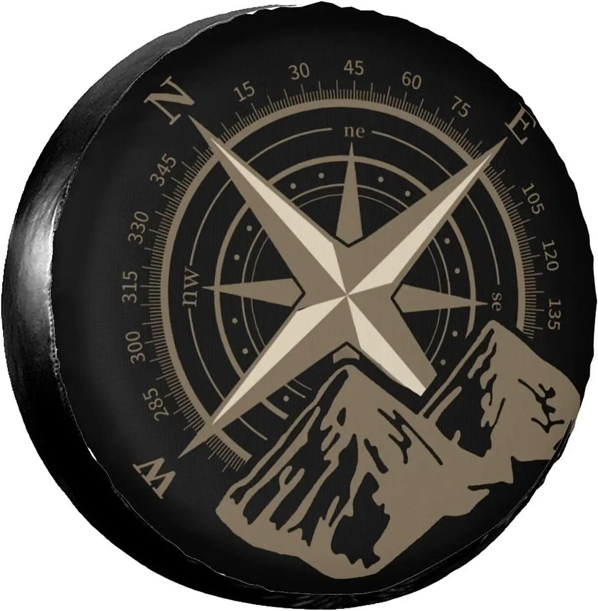 

Nature Mountain Compass Rose Camping Spare Tire Cover Wheel Protectors Waterproof Dust-Proof Tire Protectors Universal Fit for R