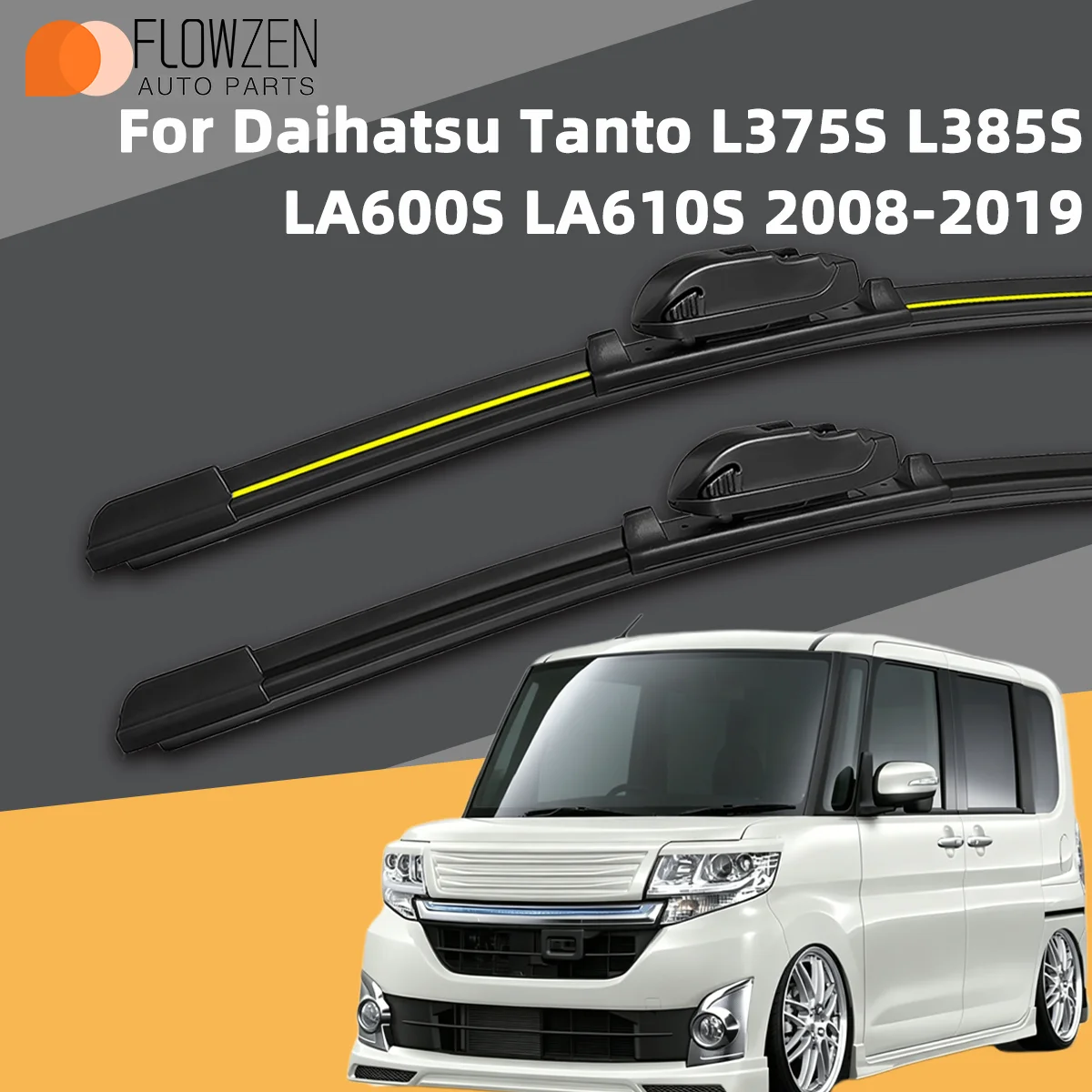 

2PCS Front Wiper Blades Fit For Daihatsu Tanto L375S L385S LA600S LA610S 2008-2019 Car Premium Quiet Streak-Free Durable Parts