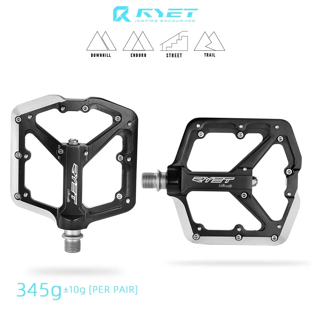

RYET MTB Bike Platform Pedal, Sealed DU Bearings Non-slip Flat Pedal, Mountain Road Bicycle Alloy Platform Pedals Bicycle Parts