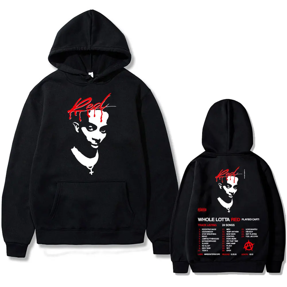 Rapper Playboi Carti Album Whole Lotta Red Graphic Hoodie Men Women Hip Hop Retro Sweatshirt Male Trend Oversized Hoody Pullover