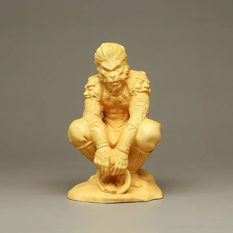 

Solid Wood Carving Great Sage Sun Wukong tv mythology Figures Statue Wooden hand-carved cute home desktop decoration