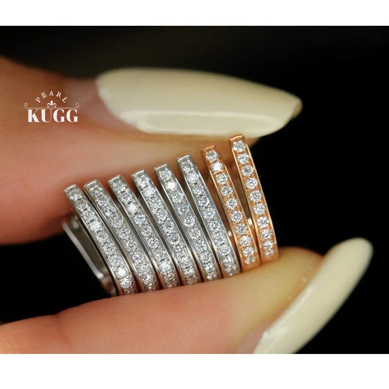 

KUGG 100% серьги из белого/розового золота 18 карат, модные серьги-кольца в стиле INS с настоящими натуральными бриллиантами для женщин, подарок на день рождения