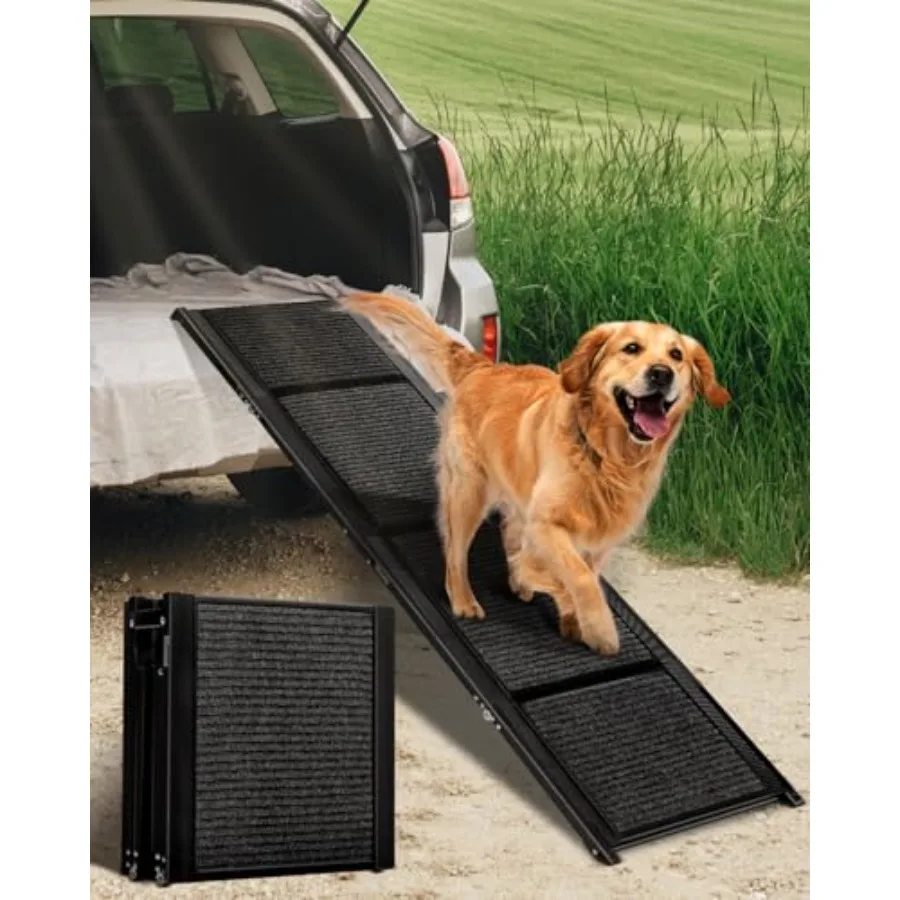 

Folding Dog Ramp for Car SUV Truck 17.3 x 63 Portable Pet Ramp for Large Dogs Lightweight Non-Slip Dog Car Ramp Sturdy Dog Ramp