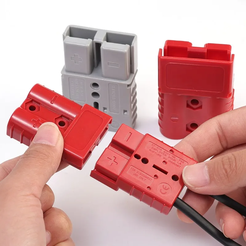 50A 120A High Current 2 Pin Power Connector with 8/6/4/2/0 AWG Super Soft Silicone Cable Forklift Battery Charging Plug