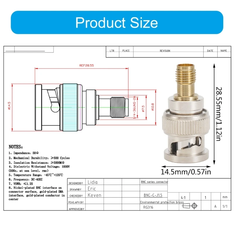 محول الإناث الذكور BNC/SMA JK إشارة محول إشارة لأنظمة أجهزة الكمبيوتر H8WD