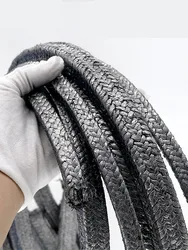 1M New 6mmx6mm Graphite Braided Packing Graphite Wire Rod Pump Valve Seal Graphite Stuffing Sealing Graphite Gland Packing Rope