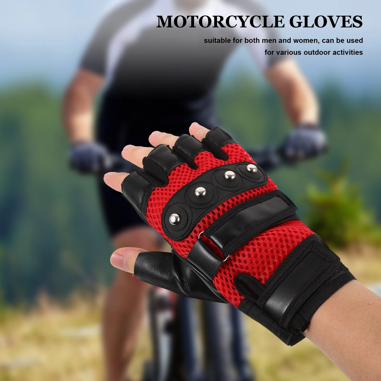 

Half Finger Motorcycle for Men Women Cycling Breathable Mesh PU Mountain Bike Racing Hand Protection Work Wear Gloves