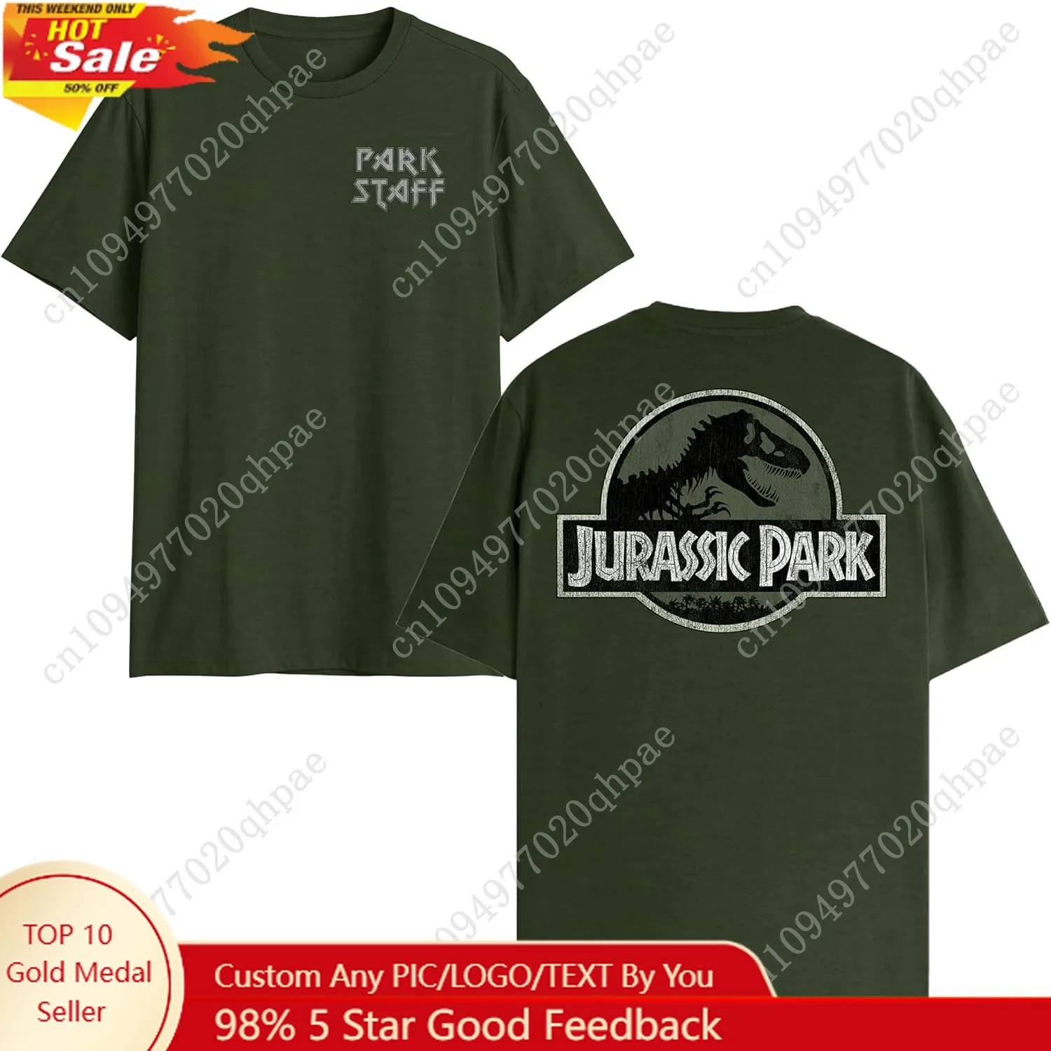 

Jurassic Park Park Staff Classic Logo Symbol Mens T-Shirt
