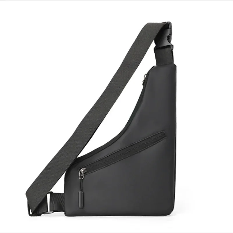 Bolso de pecho antirrobo de ajuste cerrado para hombres, película de cuero de ocio, bolso triangular, billetera cruzada para tarjetas, deportes, ciclismo, bolsa de cabestrillo