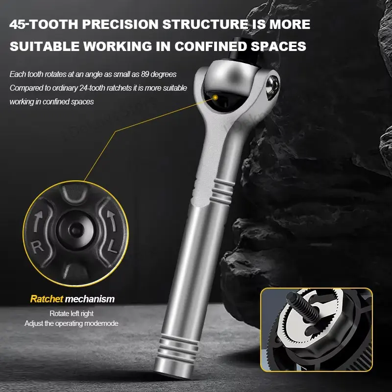 40 in 1 Magnetic Ratchet Screwdriver Set with Detachable Handle 180° Ratchet Head 45-Tooth Mechanism for Electronics Repair DIY