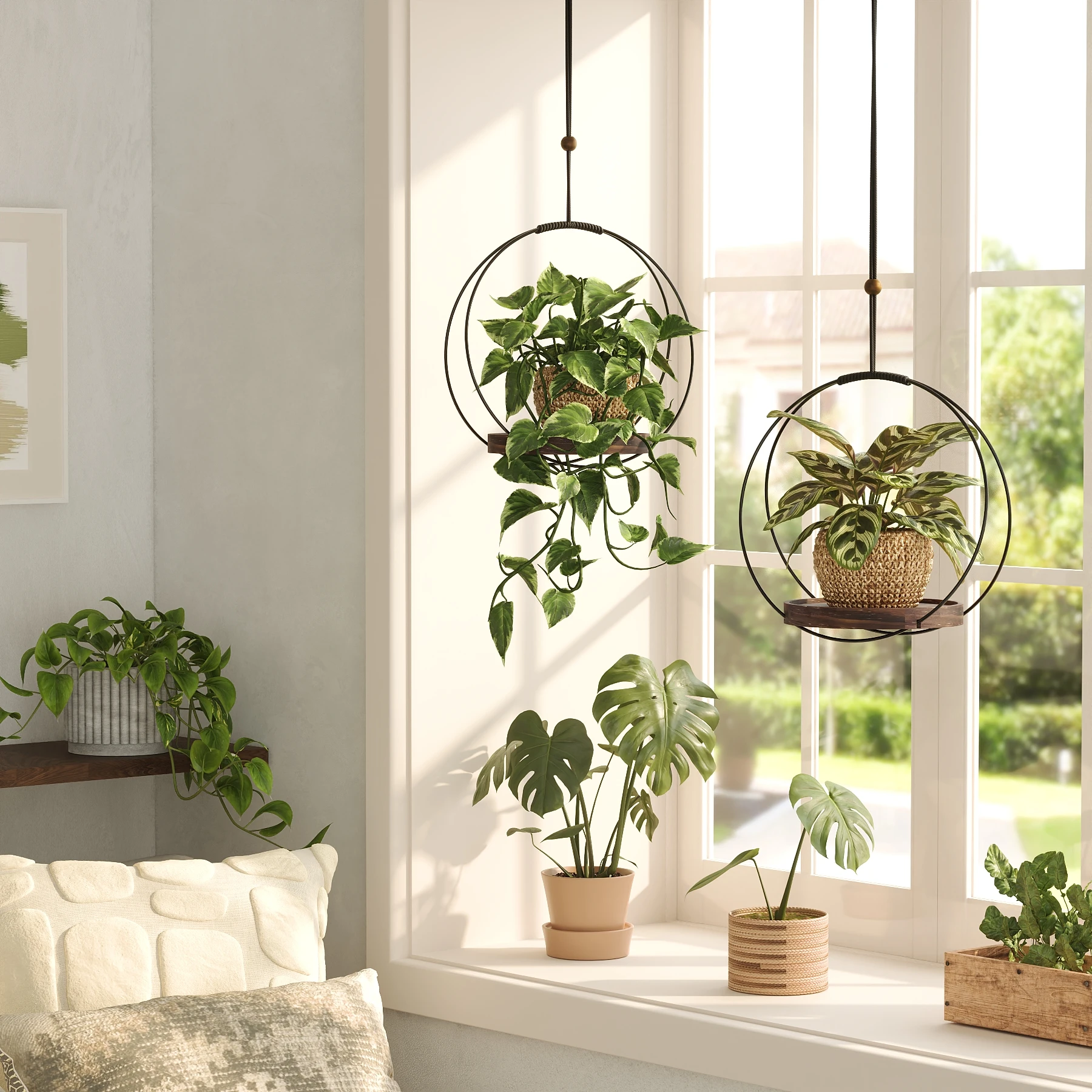 

Bamworld Wall Plant Holders Hanging Planters for Plants Plant Hangers Indoor Window Plant Shelves Gift for Plant Lovers 2 PACK