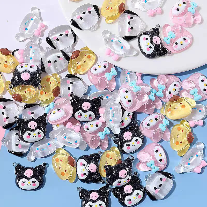 70Pcs Kuromi Nail Art Decor Kawaii Pochacco My Melody Cinnamoroll Gems Charms Jewelry for Manicure DIY Nail Rhinestone Gift