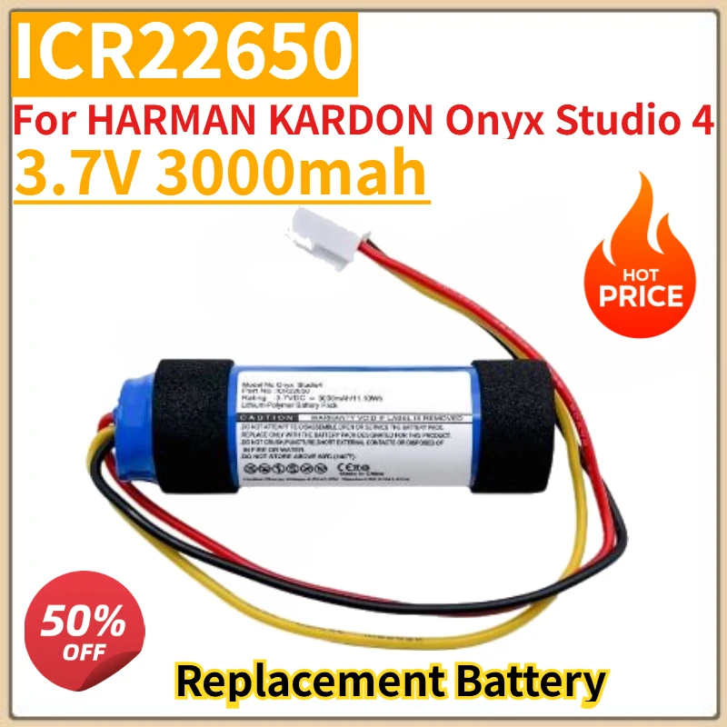 

High Quality New 3.7V 3000mah Replacement Speaker Battery ICR22650 For HARMAN KARDON Onyx Studio 4