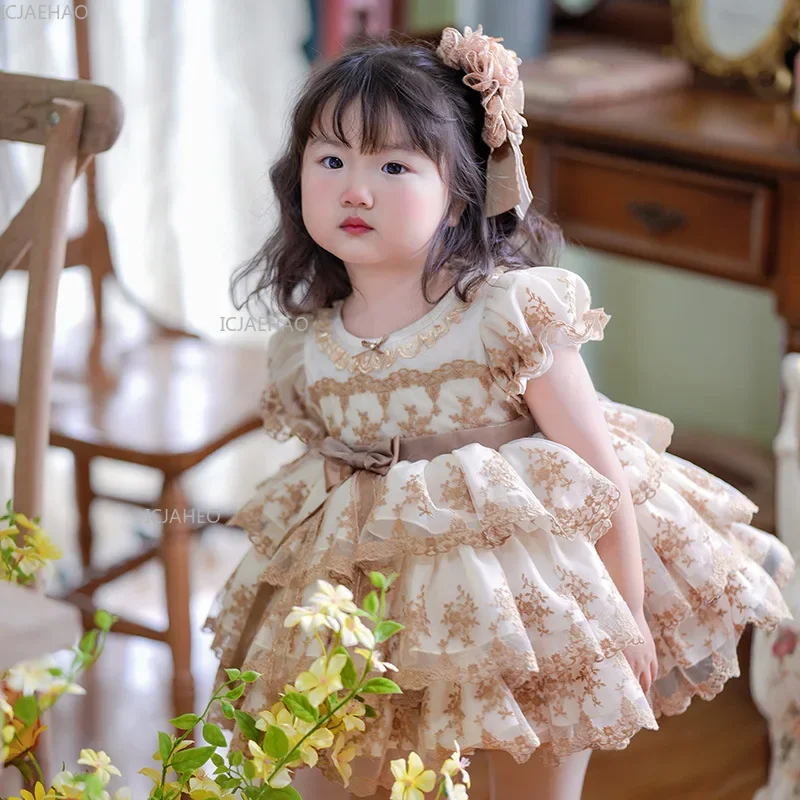 Girls Dress Children Tulle Puffy Gown Clothes Birthday Princess Party Set Baby Toddler First Year Outfit Summer Costume Dresses